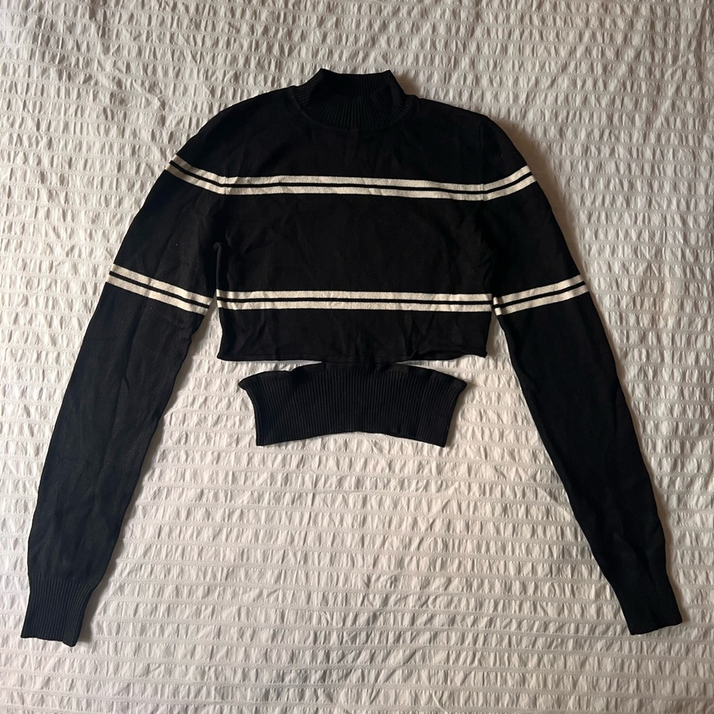 Black and White Striped Women's Top